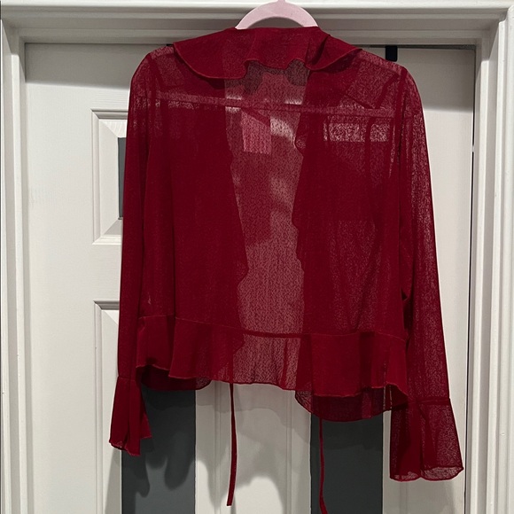 Chic Ruffle Red Jacket - Picture 6 of 6